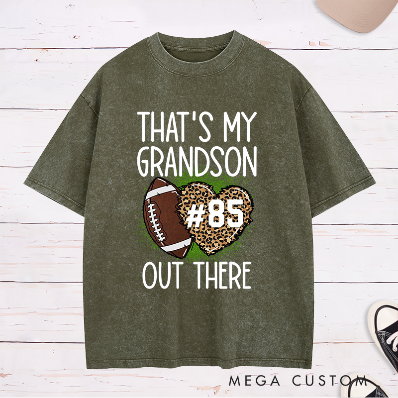 Personalized Leopard Print American Football and Rugby Washed T-Shirts for Grandma T-Shirts with Custom Number