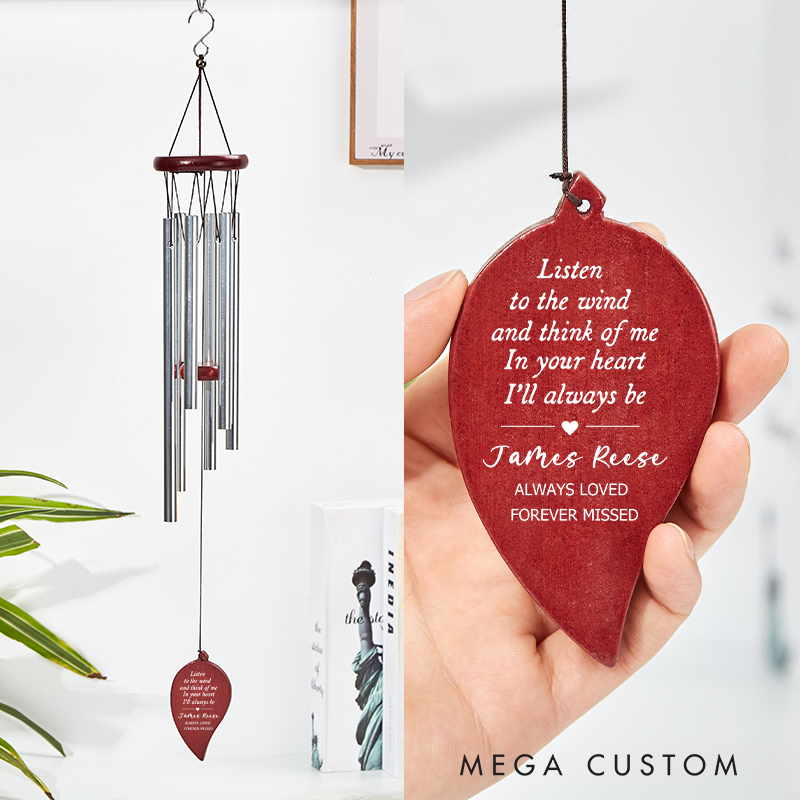 Personalized Memorial Wind Chime in Memory Sympathy Gift Custom Loss Tribute Keepsake for Loved Ones Thoughtful Bereavement Gift
