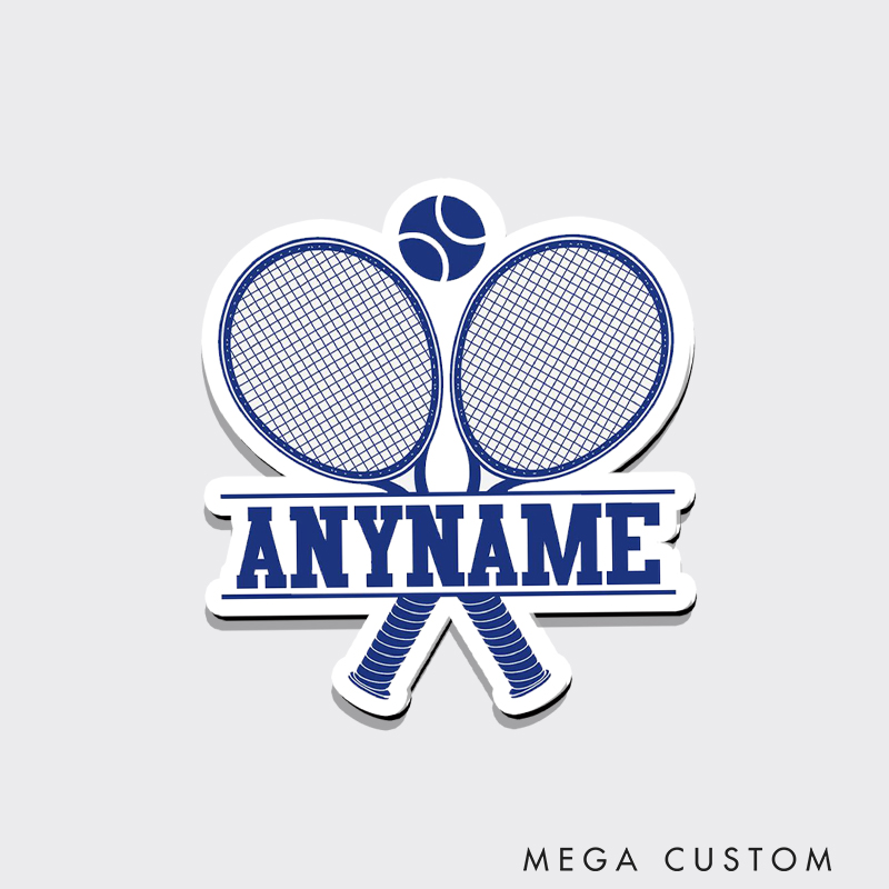 Personalized Tennis Lover Fridge Magnet Crossed Rackets with Your Name 