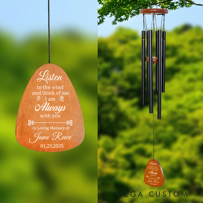 Personalized Memorial Wind Chimes for Loss of Loved One Listen to the Wind Sympathy Wind Chime Outdoors Decorations for Your Garden