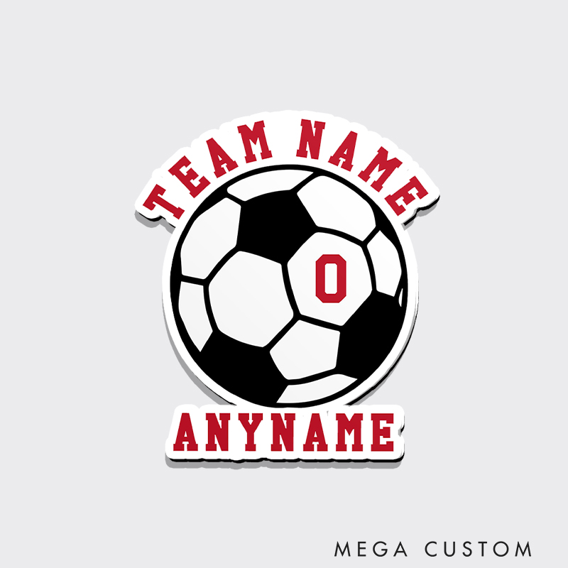 Personalized Soccer Team Fridge Magnet Custom Ball Design with Name and Number 