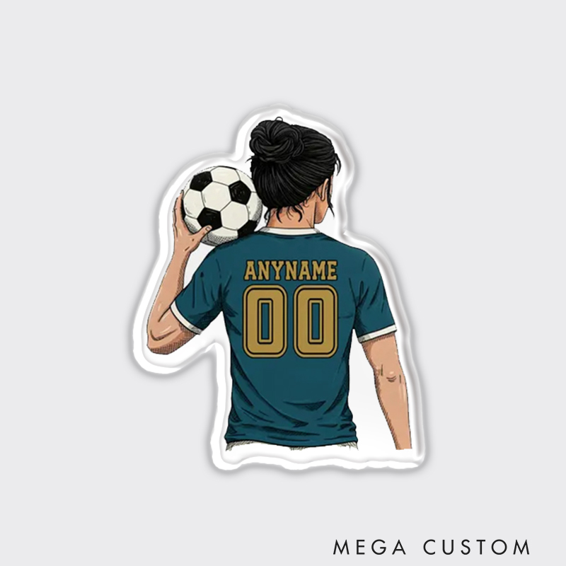 Personalized Women's Soccer Jersey Fridge Magnet Custom Name and Number Decal