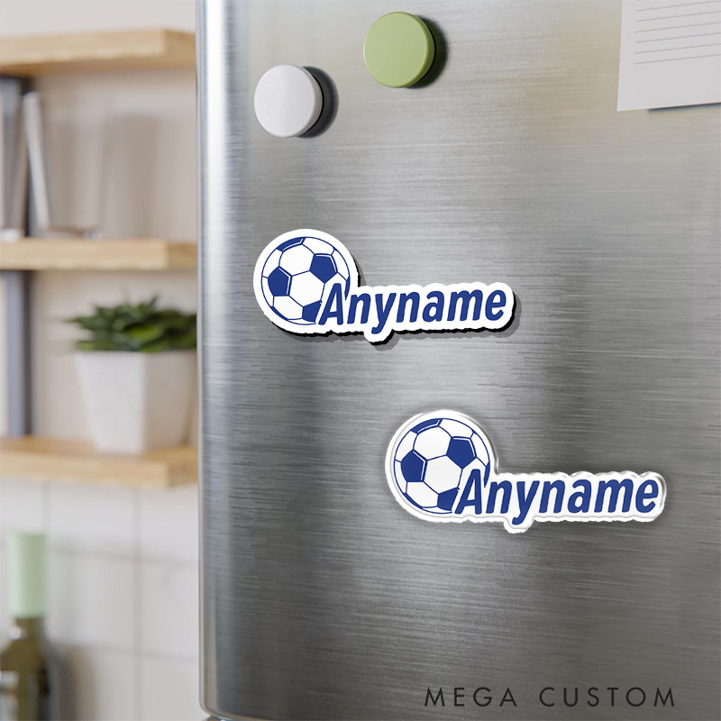 Personalized Soccer Lover Fridge Magnet Colorful Ball and Name Design 