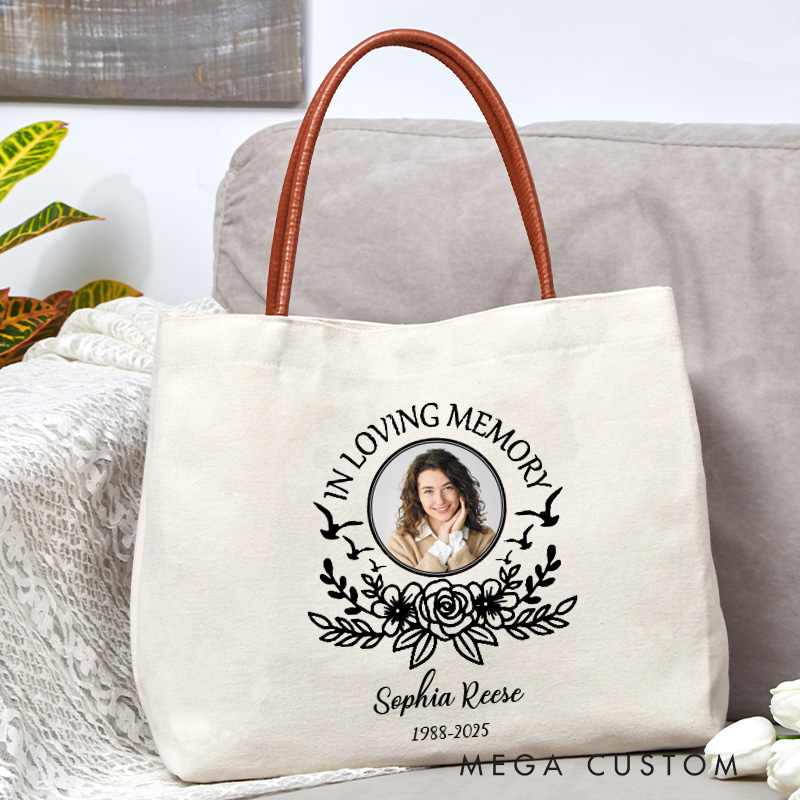 Personalized in Loving Memory Tote Bag Remembrance Bag Custom Photo Keepsake Tote Bag Memorial Tote Bag Gift