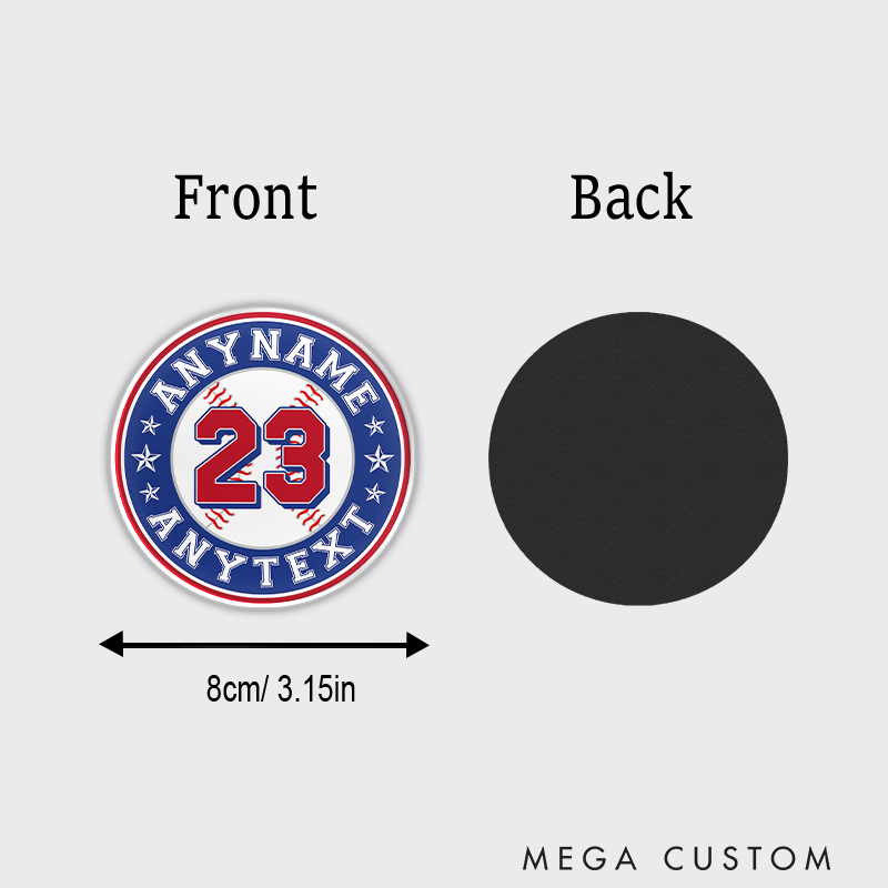 Personalized All-Star Baseball Fridge Magnet with Custom Name and Number 