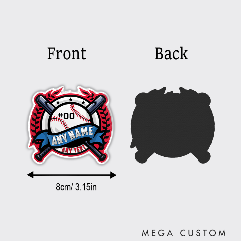 Personalized Baseball Graphic Fridge Magnet with Laurel Accents and Text  