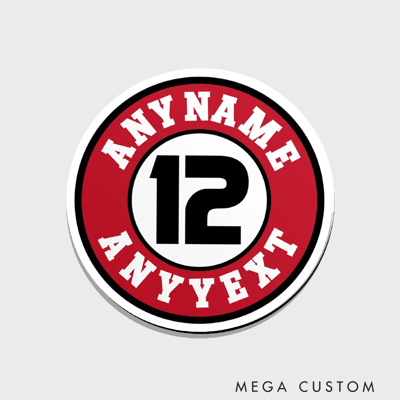 Personalized Baseball Fan Fridge Magnet with Striking Circular Design with Custom Name and Number  