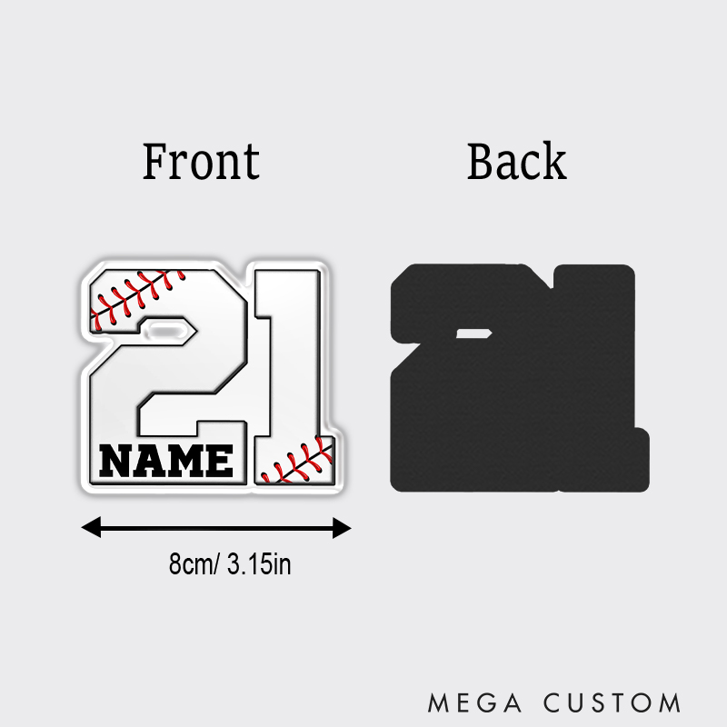 Personalized Baseball Sport Number Fridge Magnet with Name