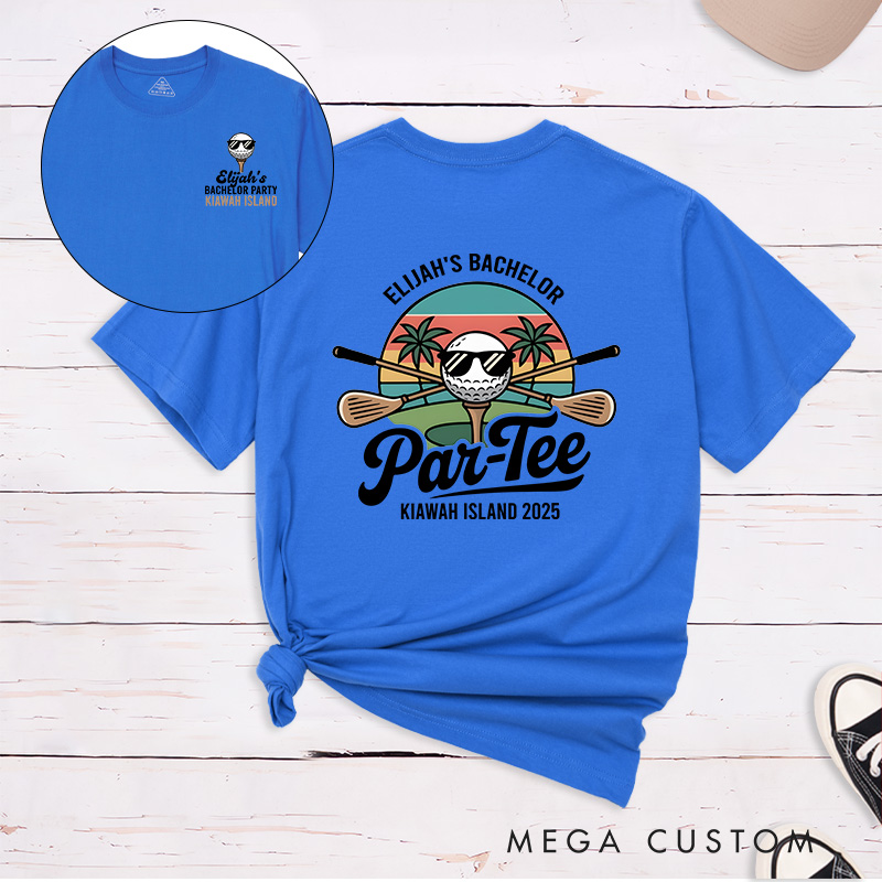 Personalized Golf Bachelor Party T-Shirt with Custom Name Location and Year Unique Gift for Golf Lovers