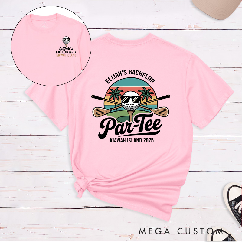 Personalized Golf Bachelor Party T-Shirt with Custom Name Location and Year Unique Gift for Golf Lovers