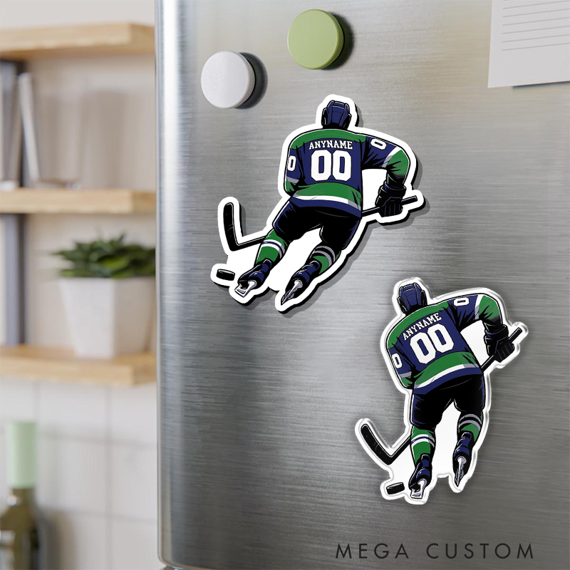 Personalized Hockey Fridge Magnet with Custom Player Name And Number