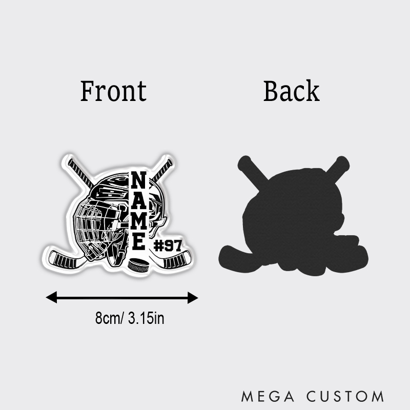 Personalized Hockey Helmet Fridge Magnet with Custom Name and Number