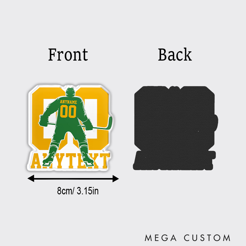 Personalized Hockey Gear Fridge Magnet with Customizable Name and Number