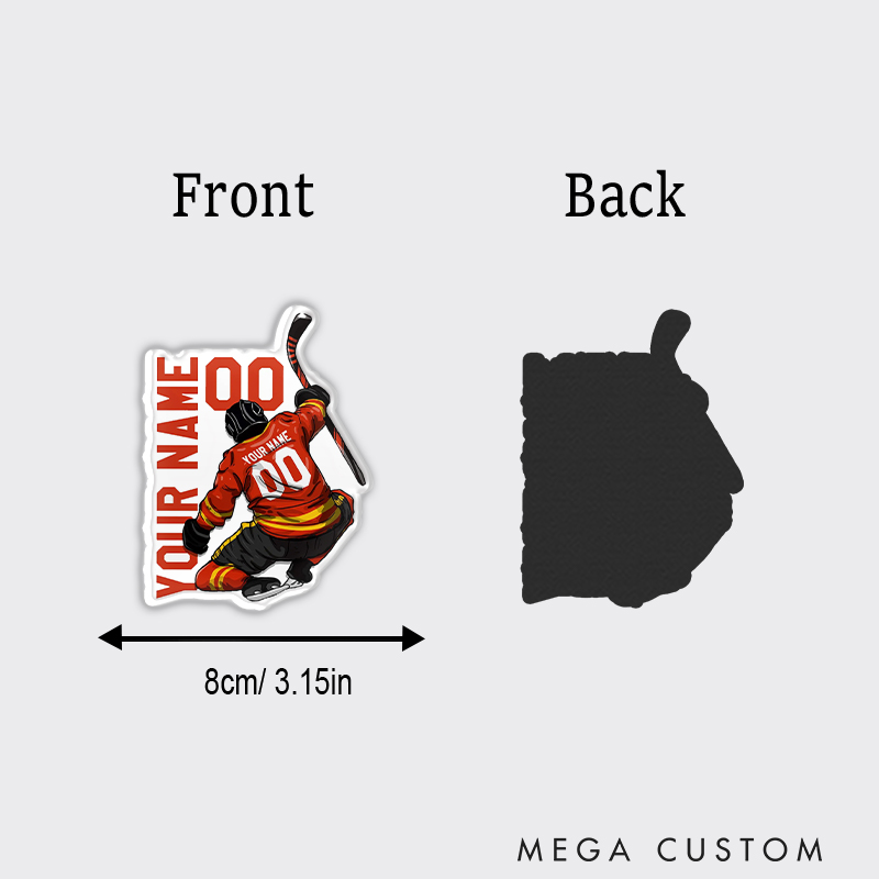 Personalized Hockey Celebration Fridge Magnet with Custom Name and Number