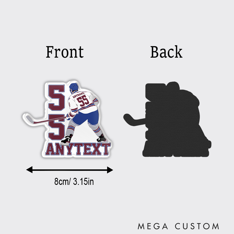 Personalized Ice Hockey Fan Fridge Magnet with Custom Name and Number Design