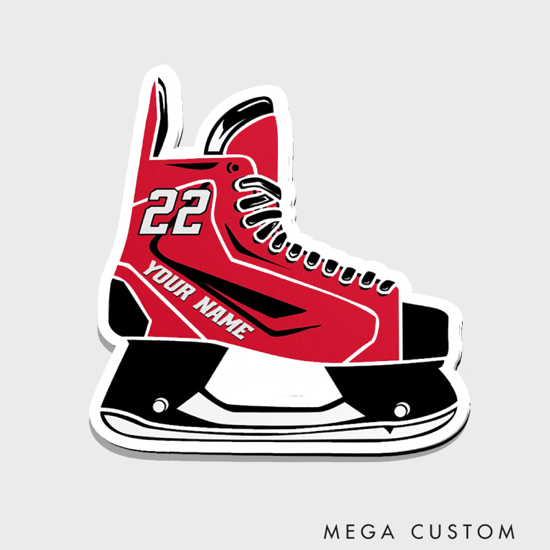 Personalized Ice Hockey Skate Fridge Magnet with Your Name and Number