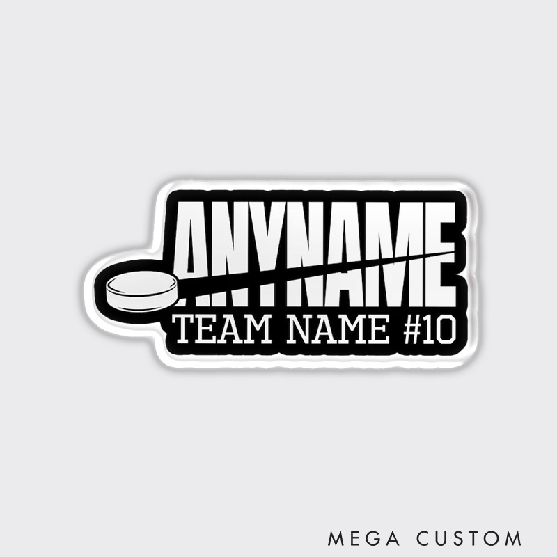 Personalized Hockey Fridge Magnet with Custom Name, Team, and Number