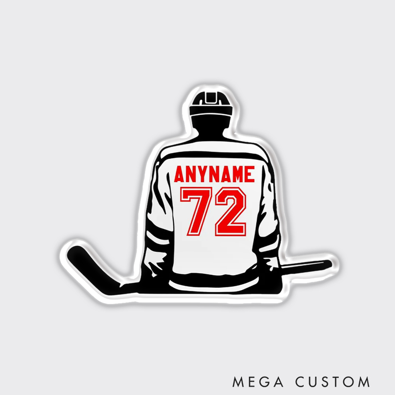 Personalized Ice Hockey Player Fridge Magnet with Name and Number Options