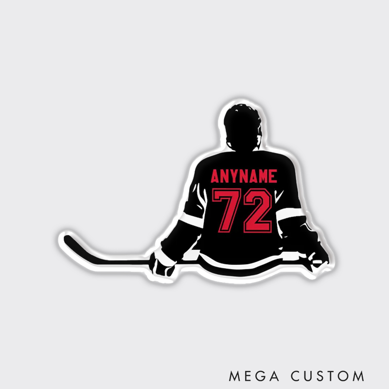 Personalized Hockey Silhouette Fridge Magnet with Custom Name and Jersey Number