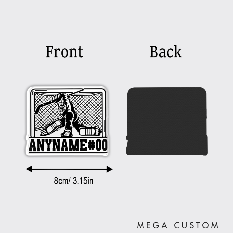 Personalized Hockey Goalie Fridge Magnet with Custom Name and Number