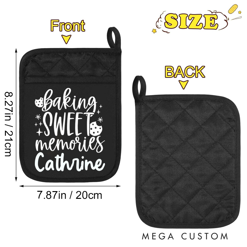 Personalized Baking Sweet Memories Pot Holders Custom Cookies Potholder with Name Baking Lovers Gift Baker Gift