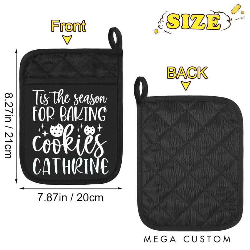 Personalized Tis the Season for Baking Cookies Pot Holders Custom Cookie Potholder with Name Baking Lovers Gift Baker Gift