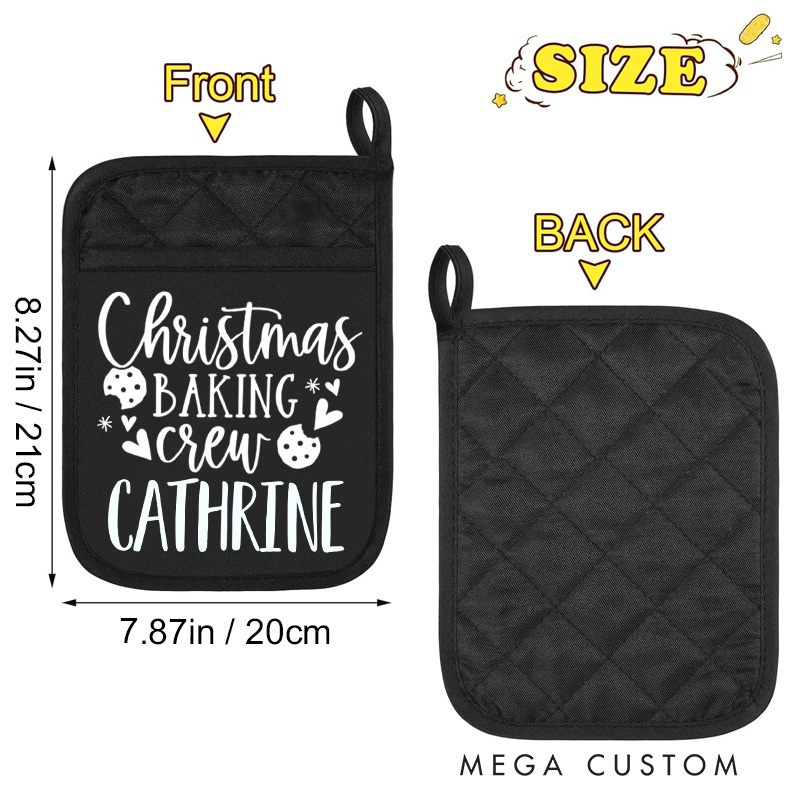 Personalized Christmas Baking Crew Pot Holders Custom Cookie Potholder with Name Baking Lovers Gift Baker Gift Christmas Gift