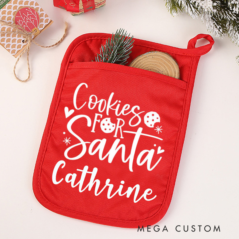 Personalized Cookies for Santa Pot Holders Custom Cookies Potholder with Name Baking Lovers Gift Baker Gift Christmas Gift