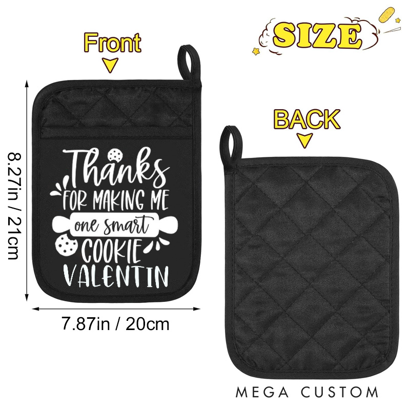Personalized Thanks for Making Me One Smart Cookie Pot Holders Custom Rolling Pin Potholder with Name Baking Lover Gift for Baker Gift Christmas Gift