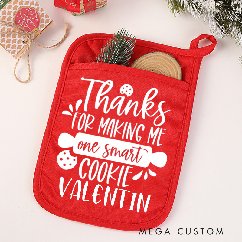 Personalized Thanks for Making Me One Smart Cookie Pot Holders Custom Rolling Pin Potholder with Name Baking Lover Gift for Baker Gift Christmas Gift