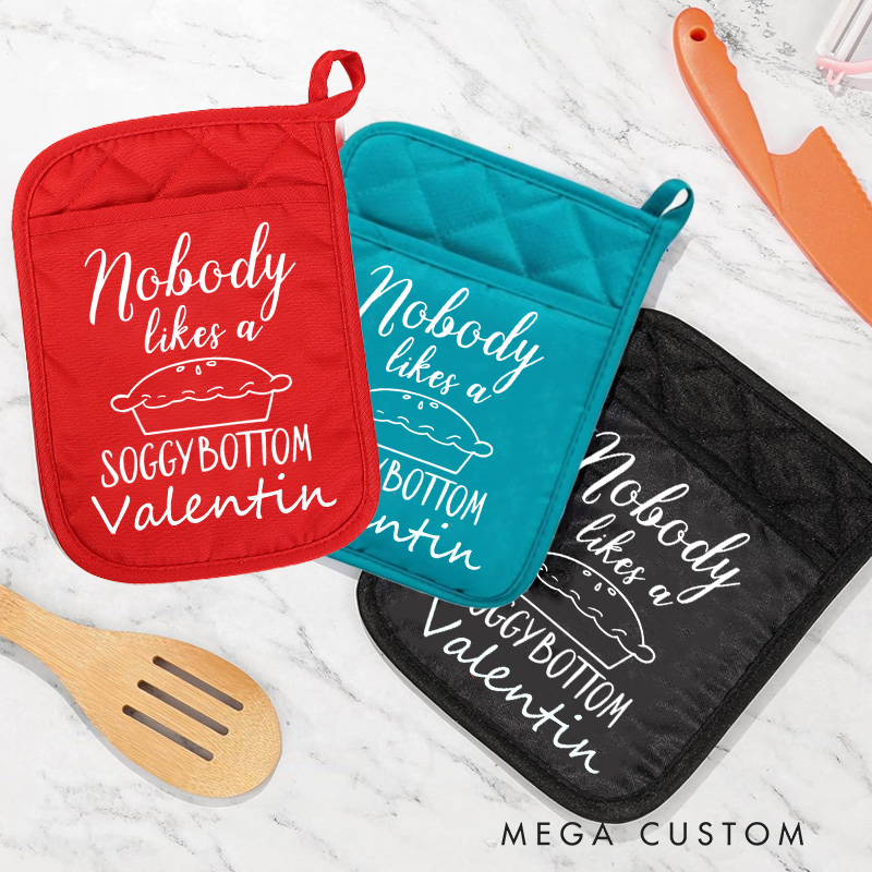 Personalized Nobody Likes A Soggy Bottom Pot Holders Custom Baking Potholder with Name Baking Lover Gift for Baker Gift Christmas Gift