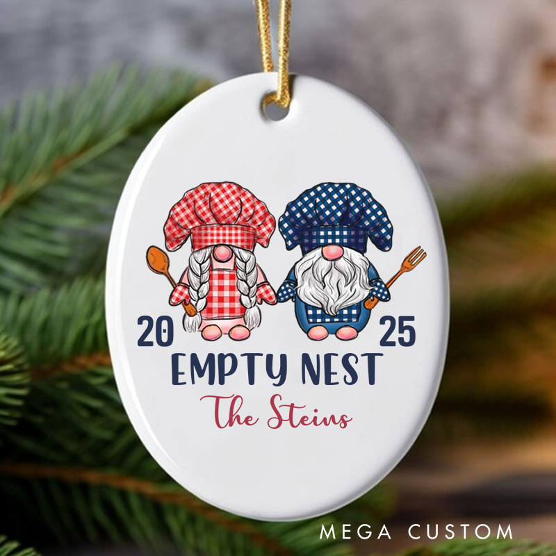 Personalized Empty Nest Ceramic Christmas Ornament Cooking Gnome Ornament with Name Xmas Tree Ornament for Baker Christmas Gift Baking Lover Gift