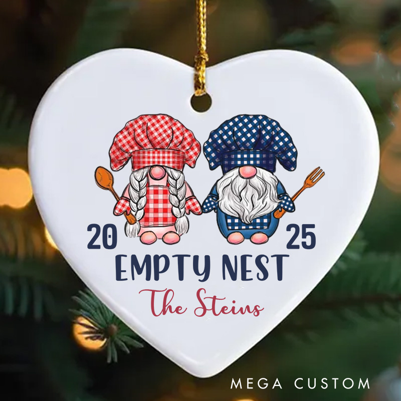 Personalized Empty Nest Ceramic Christmas Ornament Cooking Gnome Ornament with Name Xmas Tree Ornament for Baker Christmas Gift Baking Lover Gift
