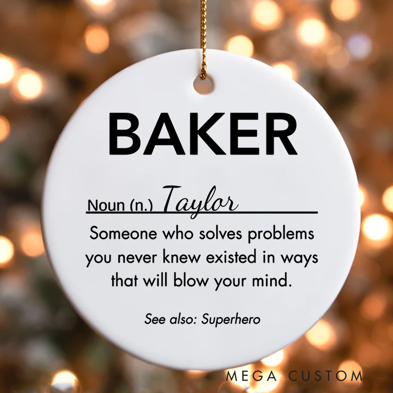 Personalized Baker Definition Christmas Ornament Custom Baker Ornament with Name Xmas Tree Ornament for Baker Christmas Gift Baking Lover Gift Christmas Gift