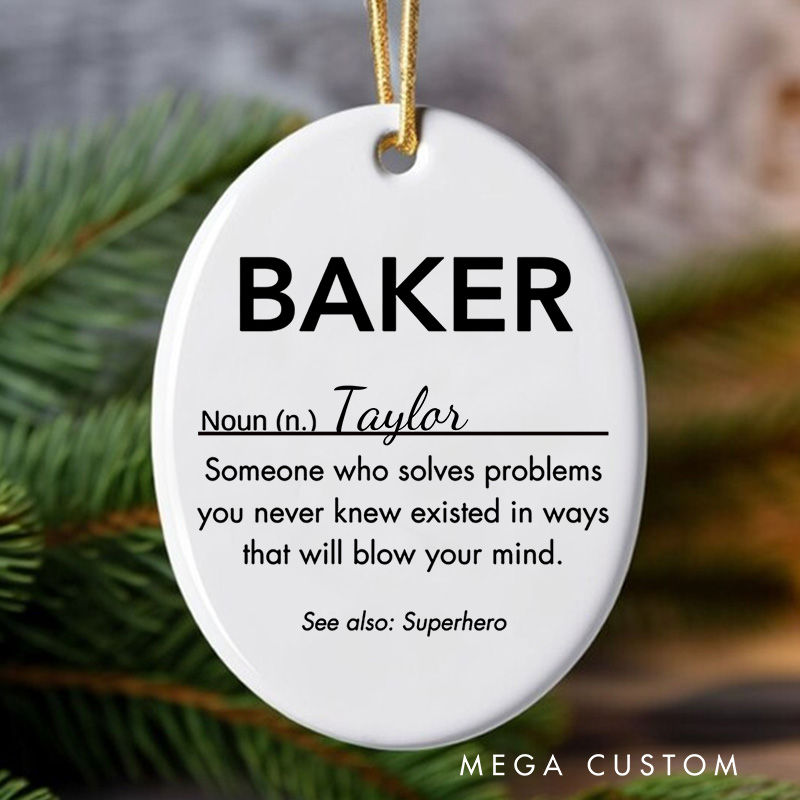 Personalized Baker Definition Christmas Ornament Custom Baker Ornament with Name Xmas Tree Ornament for Baker Christmas Gift Baking Lover Gift Christmas Gift