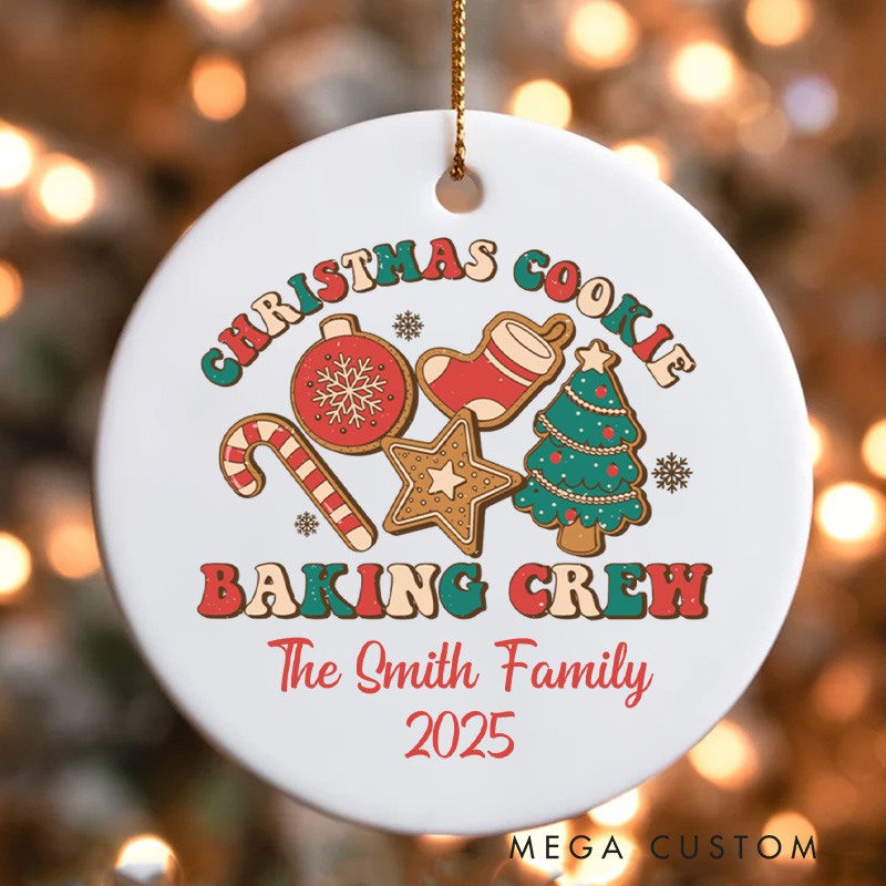 Personalized Cookie Baking Crew Christmas Ornament Ceramic Ornament with Name Xmas Tree Ornament Baker 2025 Christmas Gift Baking Lover Gift