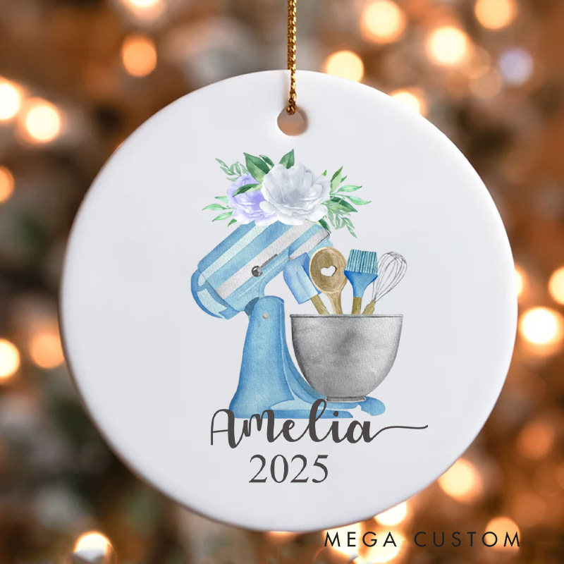 Personalized Baking Mixer Christmas Ornament Bakery Assistant Ornament with Name Xmas Tree Ornament Baker 2025 Christmas Gift Baking Lover Gift