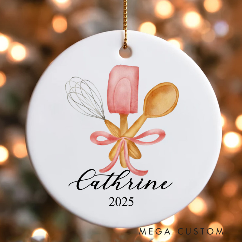 Personalized Baking Tool Christmas Ornament Cookie Baking Ornament with Name Xmas Tree Decor Baker 2025 Christmas Gift Baking Lover Gift