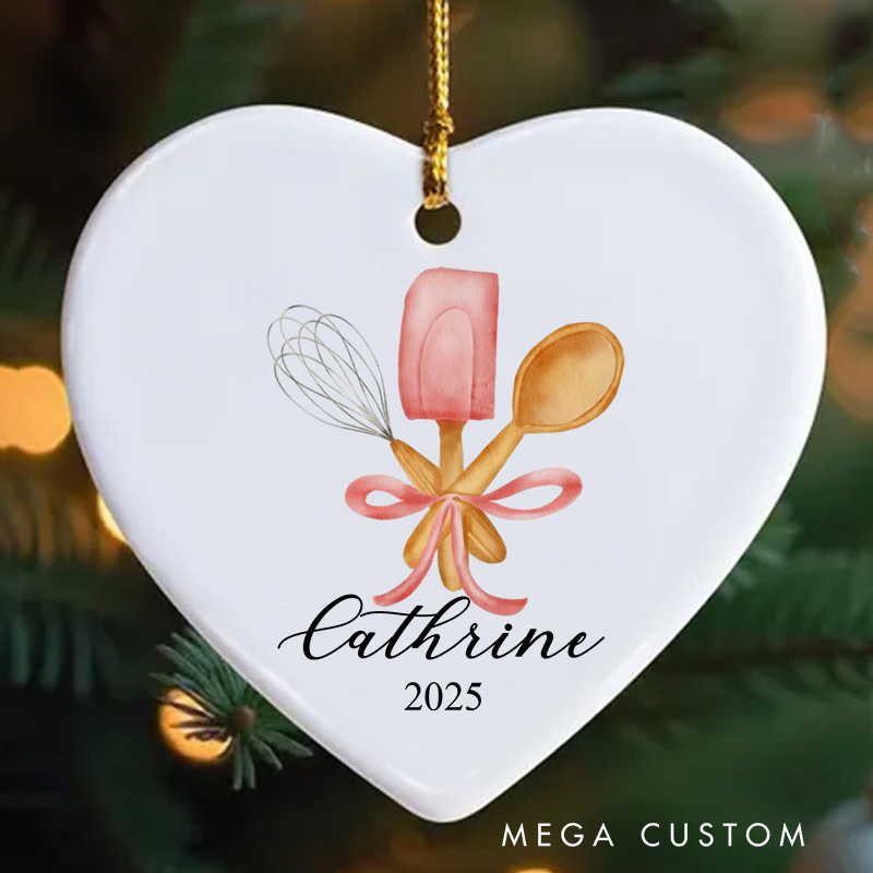 Personalized Baking Tool Christmas Ornament Cookie Baking Ornament with Name Xmas Tree Decor Baker 2025 Christmas Gift Baking Lover Gift