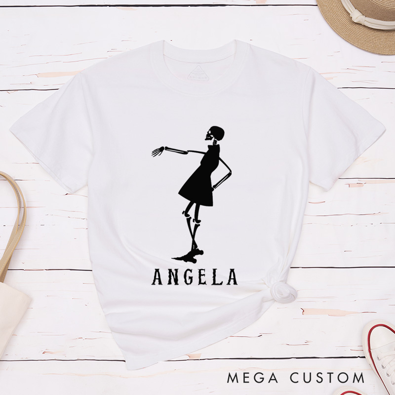 Personalized Elegant Skeleton Couple Halloween Matching T-Shirt Funny Skeleton Halloween Shirt For Lovers