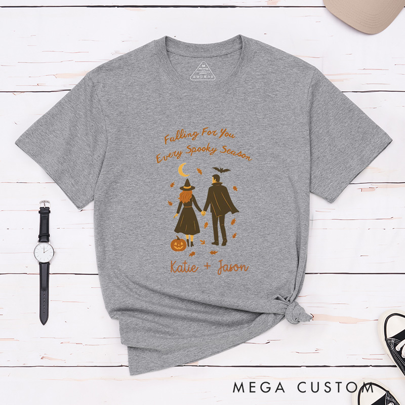 Personalized Falling For You Every Spooky Season Couple Halloween Matching T-Shirt