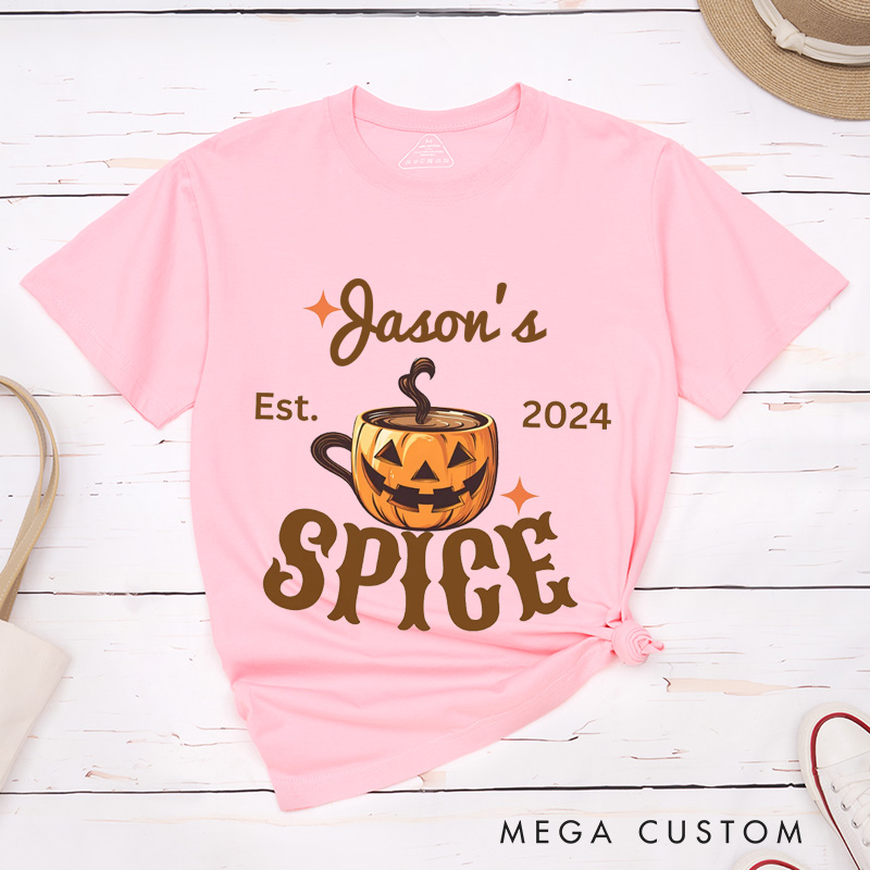 Personalized Spice and Pumpkin Coffee Mug Couple Halloween Matching T-Shirt Funny Matching Halloween Shirt Gift For Him and Her 