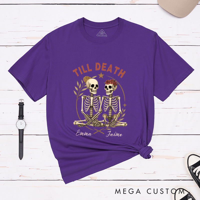 Personalized Till Death T-Shirt Couple Halloween Matching T-Shirt Skeleton Couple Matching T-Shirt 