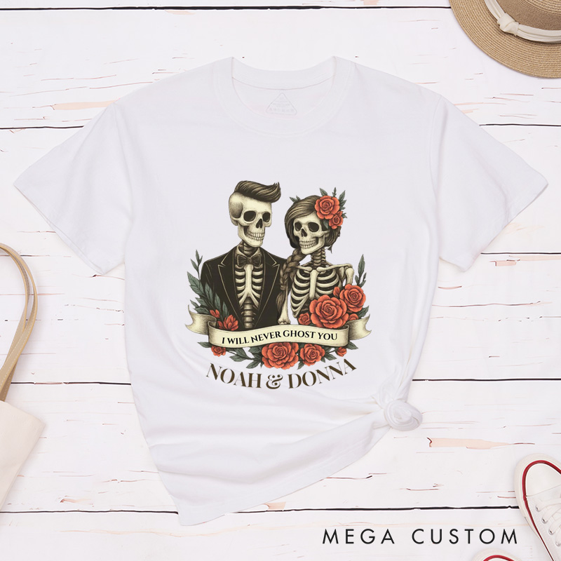 Personalized Halloween Couple Matching T-Shirt Skeleton Couple Matching Shirt Halloween Skeleton Gift