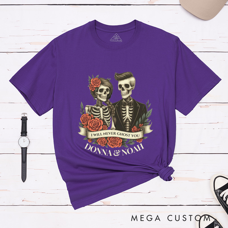 Personalized Halloween Couple Matching T-Shirt Skeleton Couple Matching Shirt Halloween Skeleton Gift