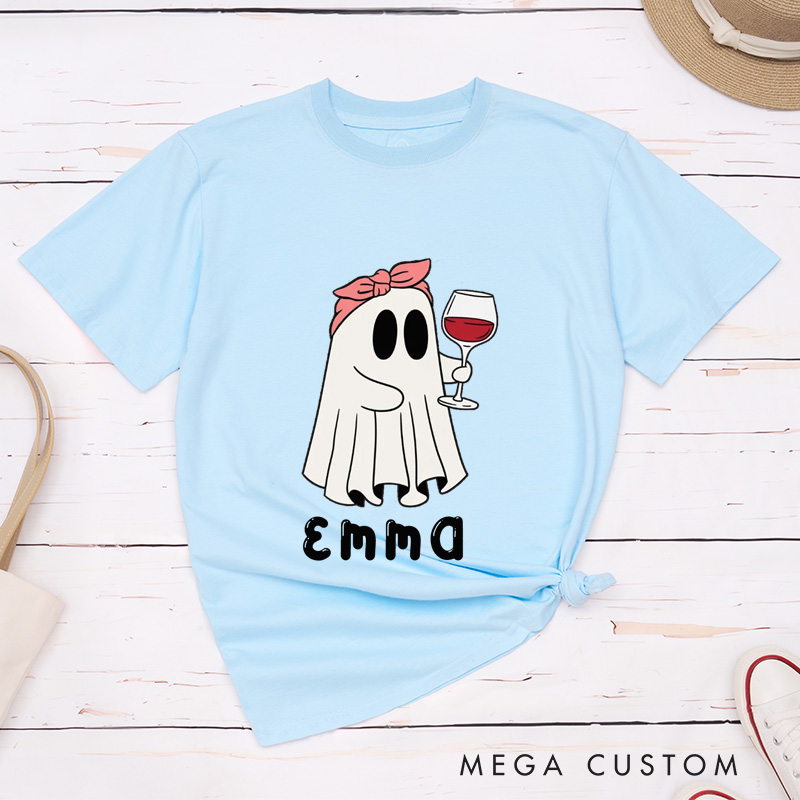 Personalized Ghost with Wine Halloween Shirt Mr and Mrs Ghost Funny Couple Matching Shirt