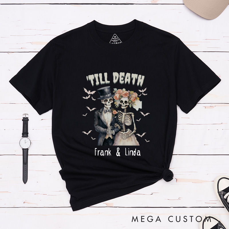 Personalized Skeleton Till Death Halloween Couple Matching T-Shirt