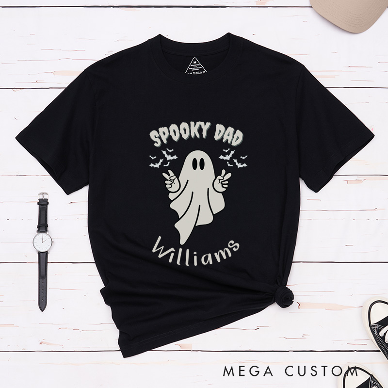 Personalized Halloween Spooky Mama and Spooky Dad Matching Couple T-Shirt