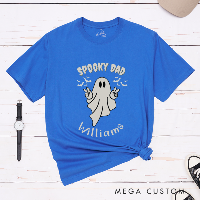 Personalized Halloween Spooky Mama and Spooky Dad Matching Couple T-Shirt