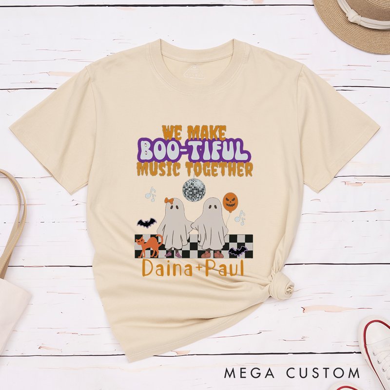 Personalized Humor We Make Boo-Tiful Music Together Ghosts Halloween Couple Matching T-Shirt